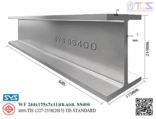 [WF-244-175-06-SS] WF 244 x 175 x 7 x 11mm 6m SS400